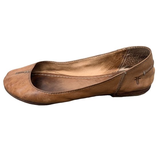 Frye Women's Carson Ballet Leather Flats in Tan Brown Size 8M - Picture 5 of 11